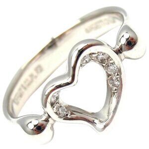 Tiffany & Co. Platinum Peretti Diamond Open Heart Ring sz 5